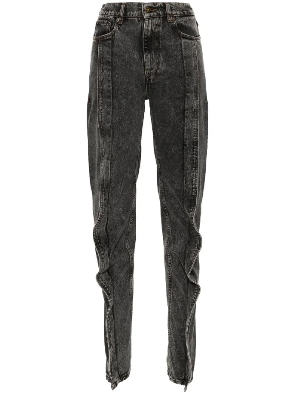 Y/project Jeans Black Comfortable Distressed Straight-Leg Jeans