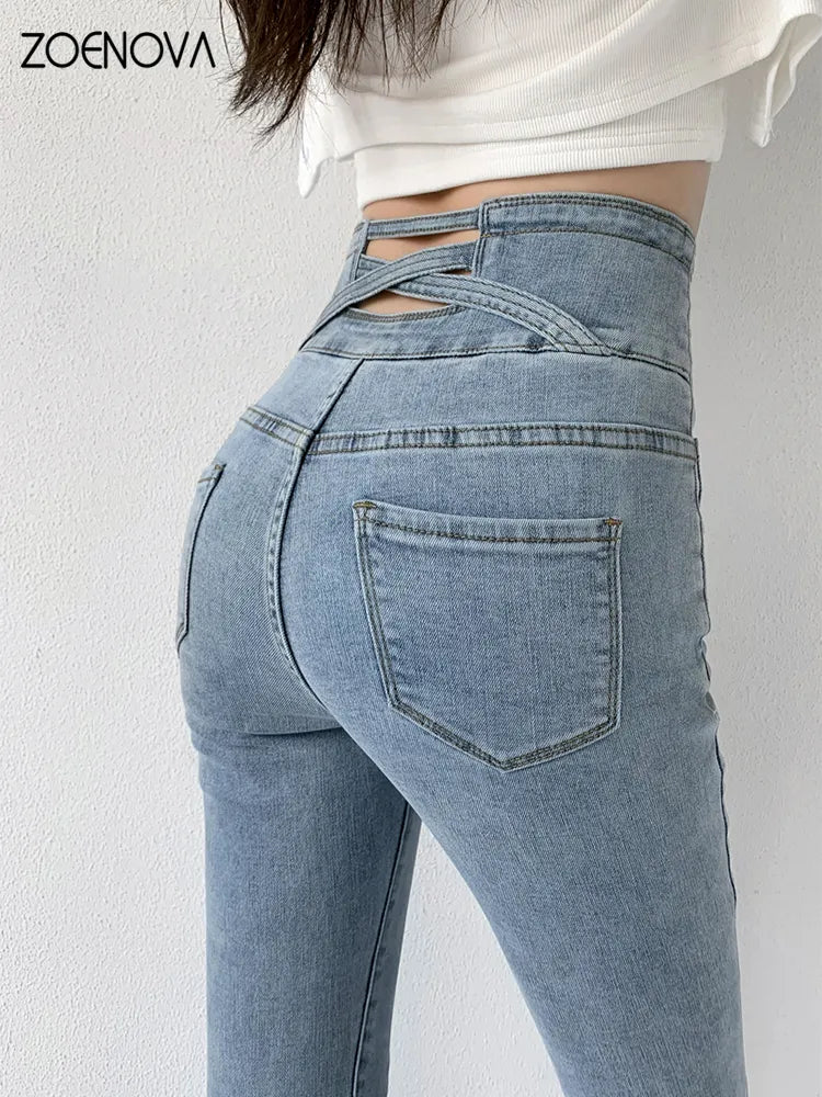 Skinny Pencil Jeans Four Buttons Vintage High Waist Women Slim Stretch Denim Pants Fashionable White Denim Jeans Skinny Pencil Jeans Four Buttons Vintage High Waist Women Slim Stretch Denim Pants Fashionable White Denim Jeans