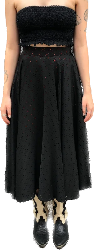 1950s Matty Sue Black on Red Swing Skirt         W27 tulle skirt dreamy