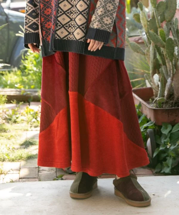 Bohemian Patchwork Skirt linen skirt natural