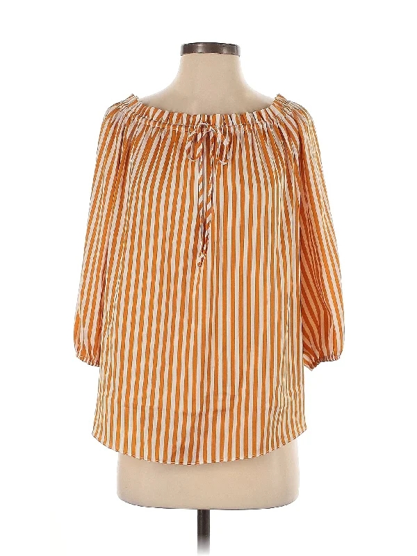 3/4 Sleeve Blouse Mandarin Collar Blouse