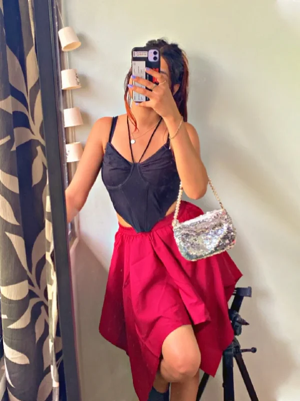 Women Solid Regular Maroon Skirt wool skirt thick