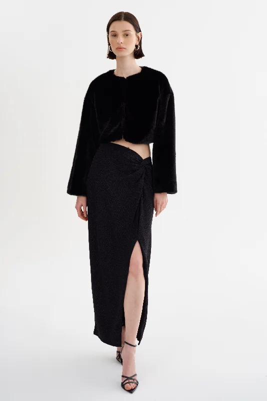 AINSLEE | Lurex Knit Maxi Skirt leather skirt bold