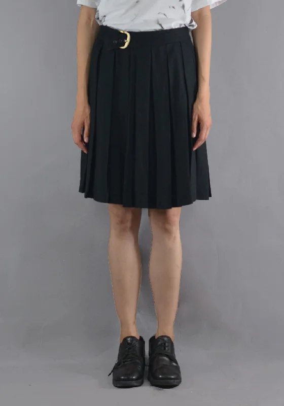 ART SCHOOL MSKRT005 PLEATED SCHOOL SKIRT BLACK wool skirt warm