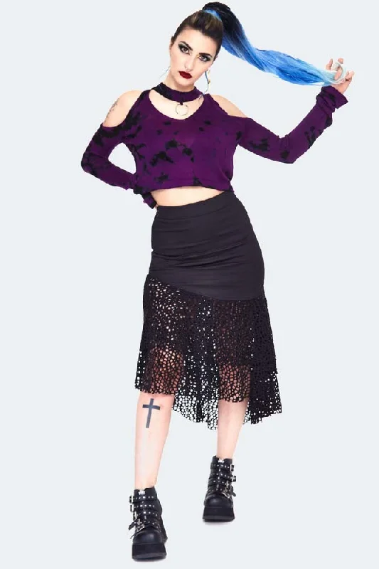 Asymmetrical Netted Midi Skirt relaxed fit skirt