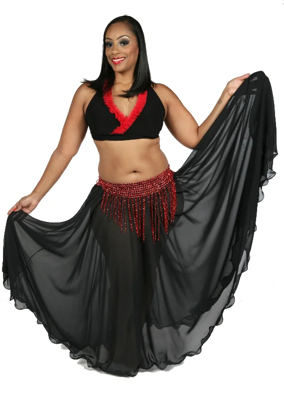 Belly Dance Skirt-Top & Beaded Belt Costume Set | Shereen ribbed skirt waist