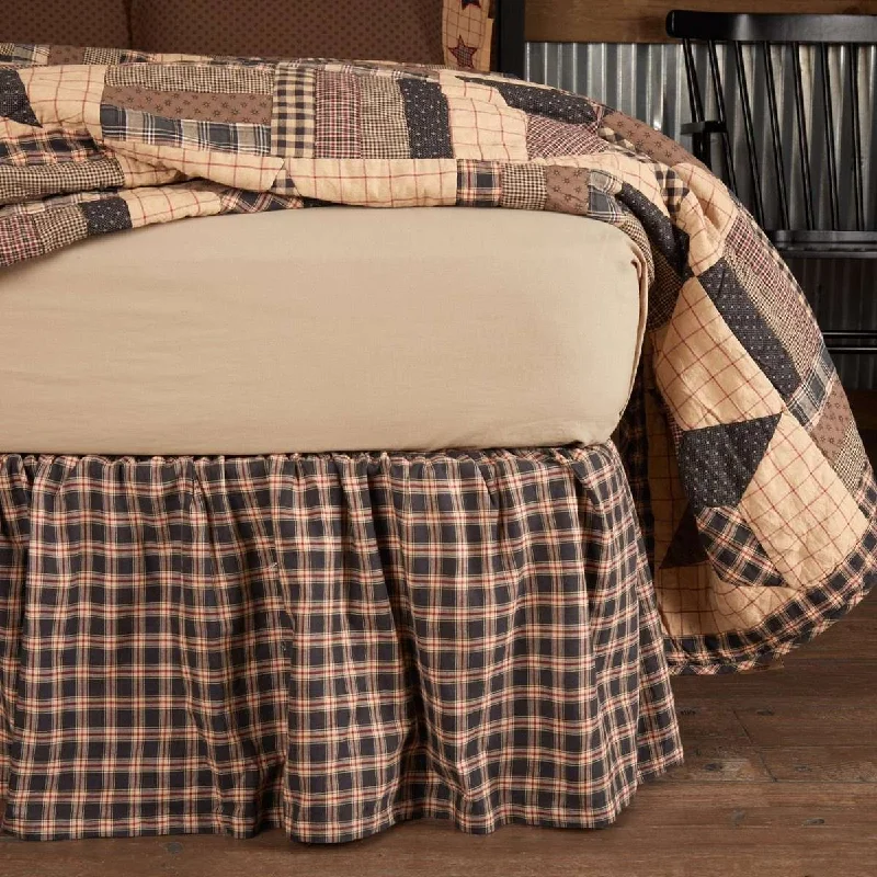 Bingham Star Bed Skirts Soft Black, Khaki, Barn Red VHC Brands a-line skirt cut