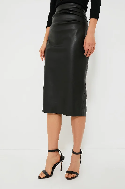 Black Leather Monica Midi Skirt corduroy skirt durable