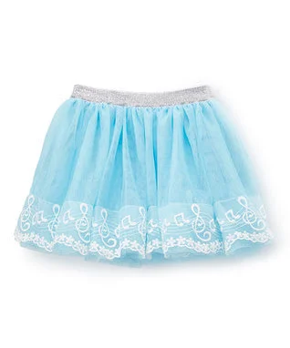 Blue Music Note Lace Trim Tutu Skirt patchwork skirt art