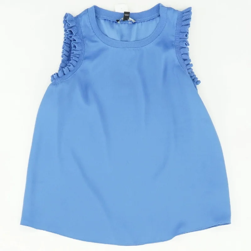 Blue Solid Sleeveless Blouse Peter Pan Blouse