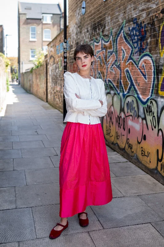 Bobbie Skirt in Shocking Pink Silk leather skirt modern