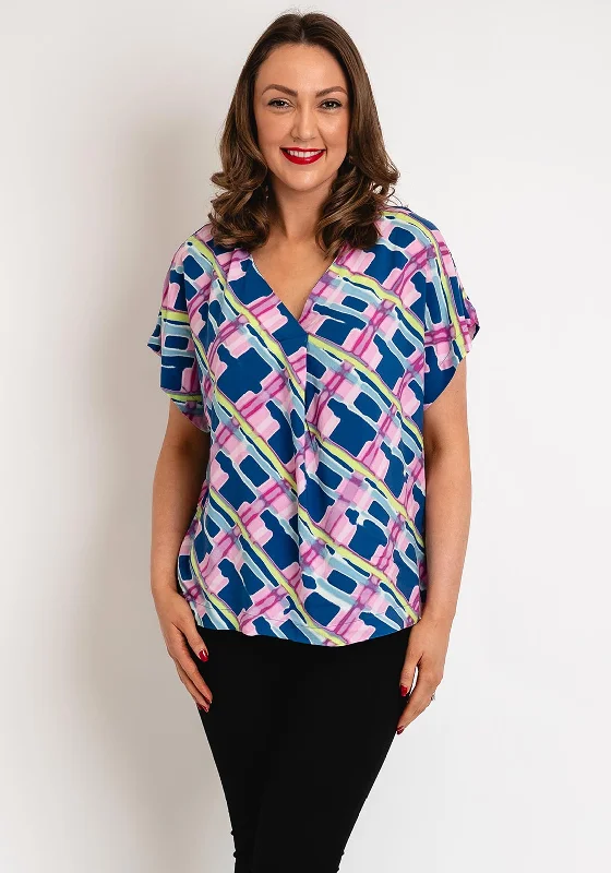 B.Young Josa V-Neck Print Blouse, True Navy Mix Lightweight Chiffon Blouse