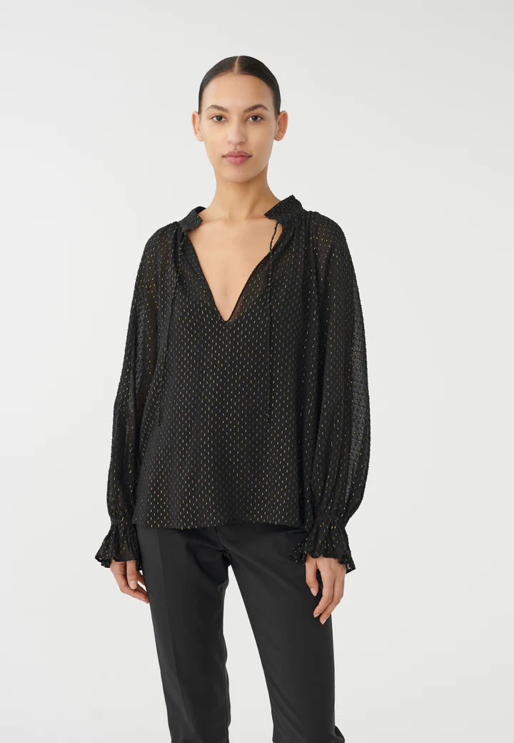 Cassisa Blouse In Lurex Black Loose Oversized Blouse