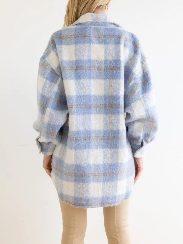 Comfy Plaid Shacket for Fall Flowy Bohemian Blouse