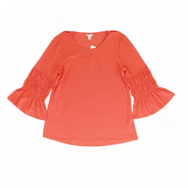 Coral Solid 3/4 Sleeve Blouse Bell Sleeve Blouse