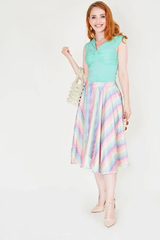 Courtney Gingham Skirt With Pockets tiered skirt playful