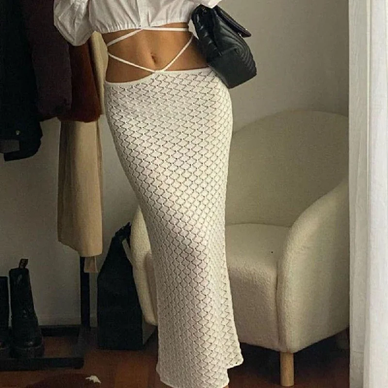 Couture du Jour Knitted Long Skirt linen skirt breathable
