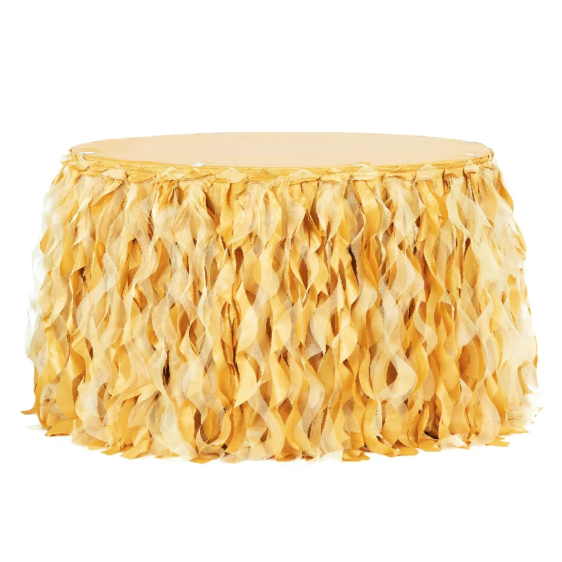 Curly Willow 17ft Table Skirt - Bright Gold chiffon skirt airy