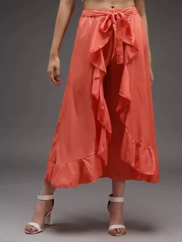 TANDUL  Women Solid Flared Orange Skirt denim skirt classic