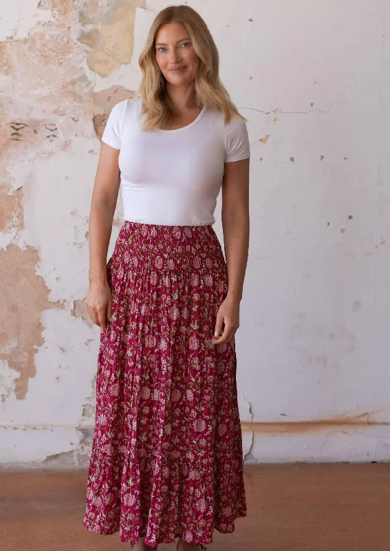 Dawn Maxi Skirt Cranberry lightweight skirt design
