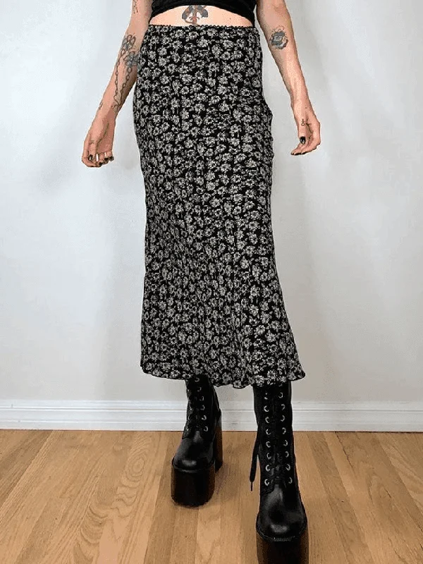 Floral Allover Midi Skirt denim skirt fashionable