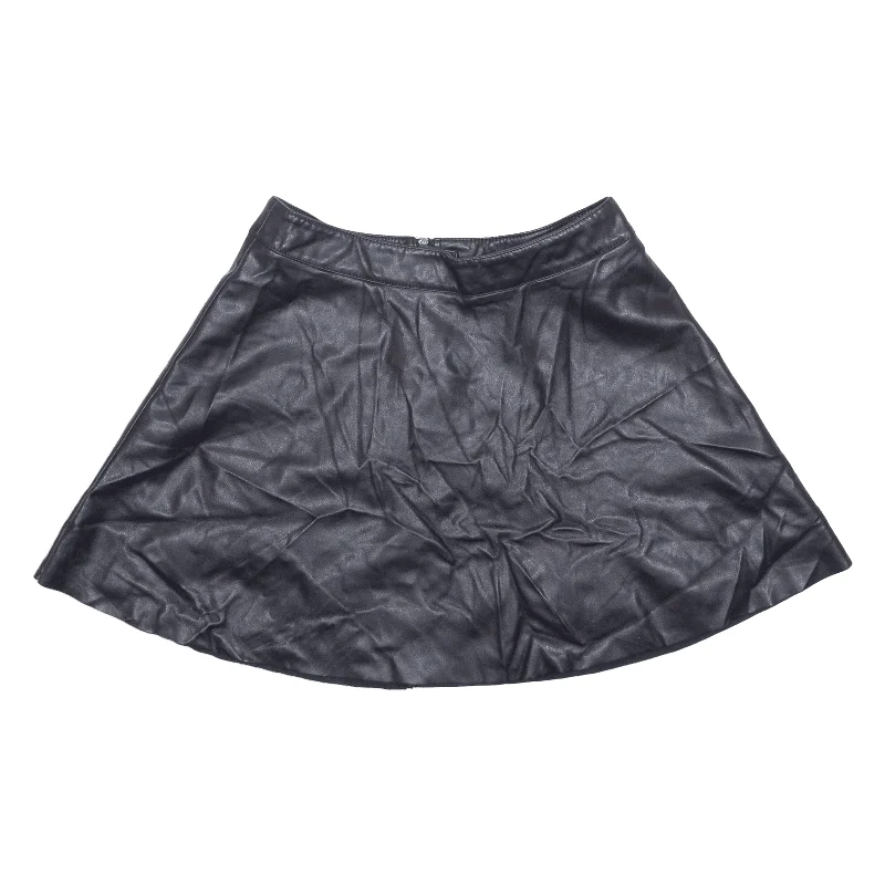 H&M DIVIDED Faux Leather Womens Skater Skirt Black Short UK 8 denim skirt stylish