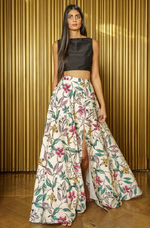 HELENA Adjustable Slit Lehenga Skirt a-line skirt cut
