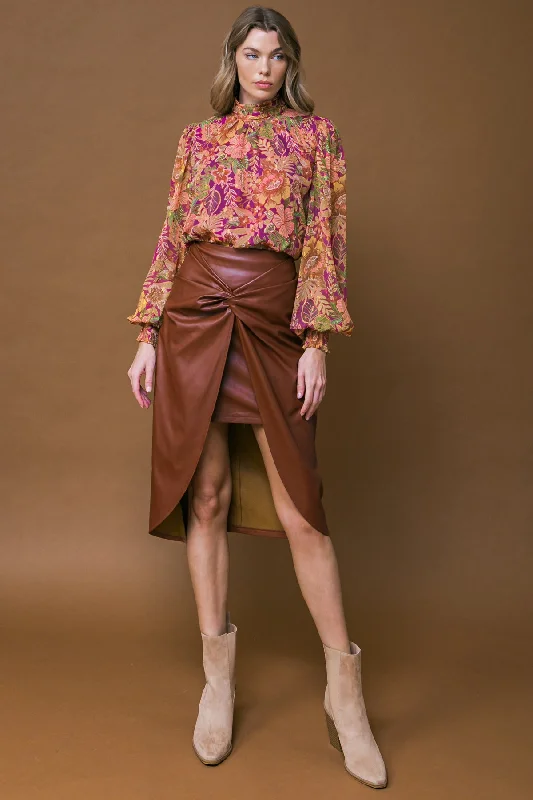 CHOOSE US LEATHER MIDI SKIRT cashmere skirt fine