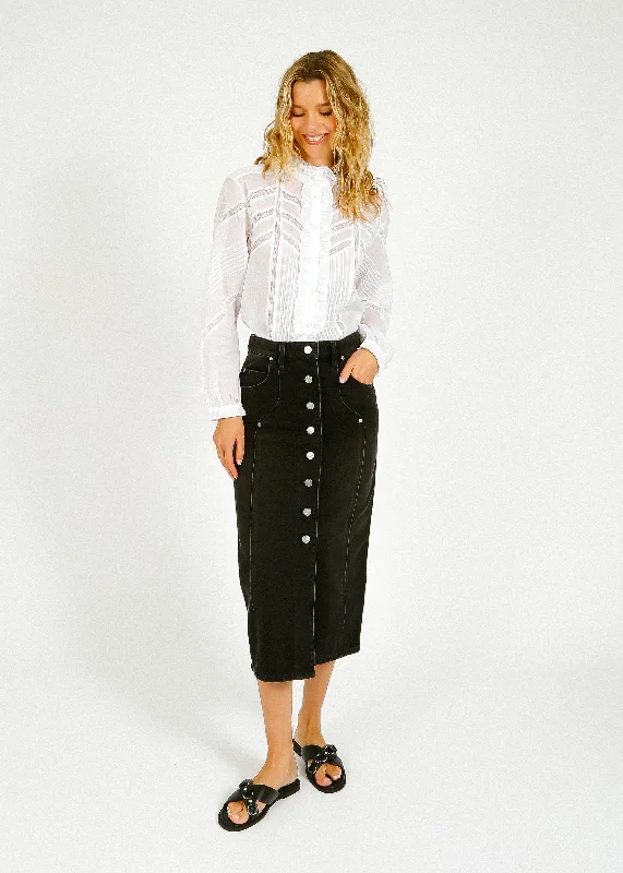 IM Vandy Skirt in Faded Black flowy skirt hem