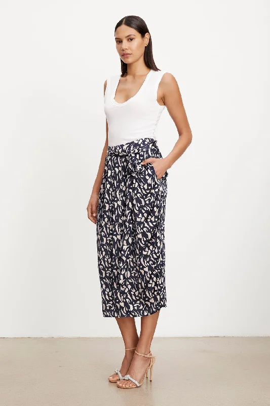 JUNO PRINTED SATIN SKIRT wool skirt breathable