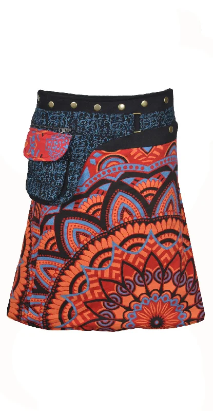 ladies-fashion-multi-color-wrap-round-hippy-popper-skirt-lmn6067 lace skirt feminine