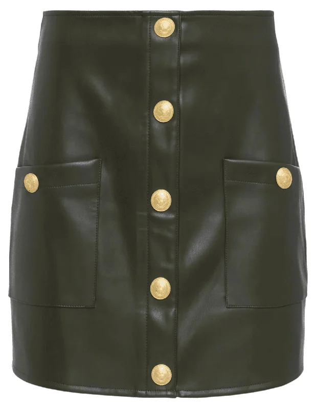L'Agence Truman Vegan Leather Mini Skirt patchwork skirt art