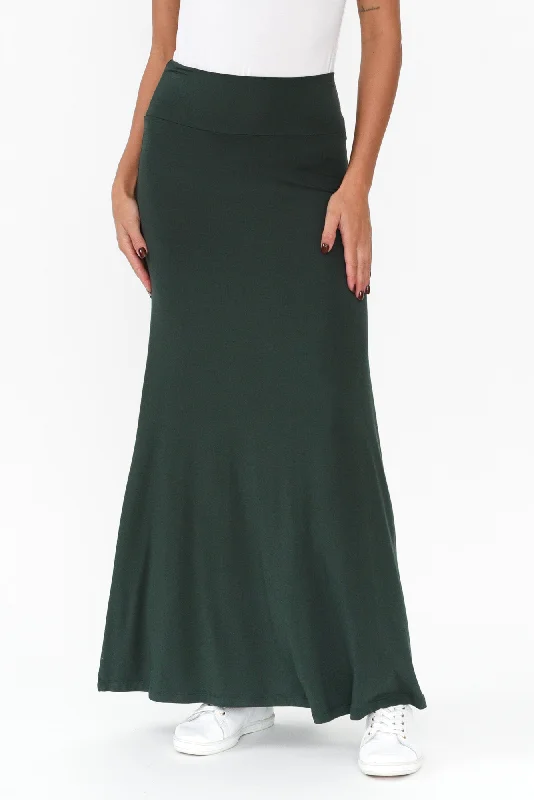 Lana Dark Green Bamboo Maxi Skirt linen skirt natural