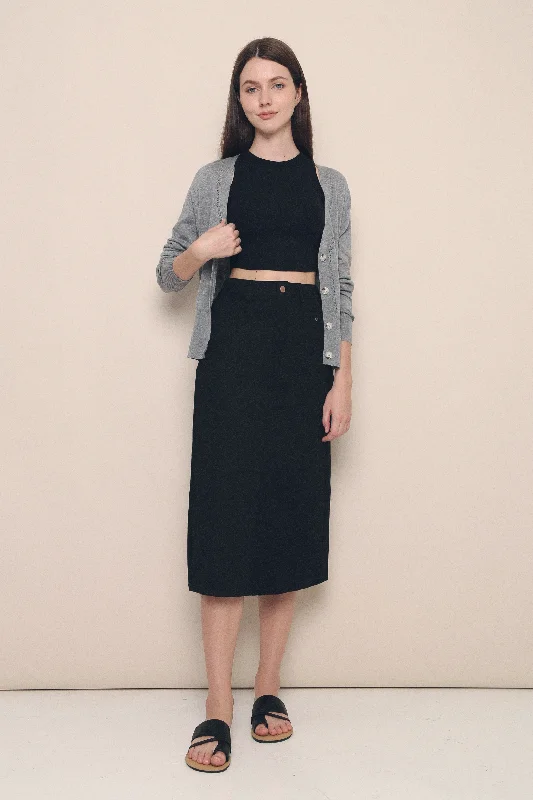 Lennon Pocket Midi Skirt Black patchwork skirt art