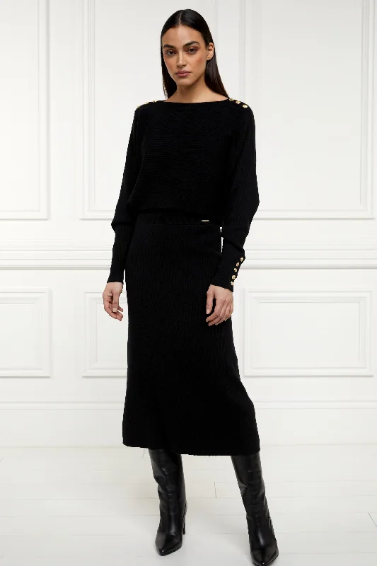 Leyla Knitted Skirt (Black) cashmere skirt fine