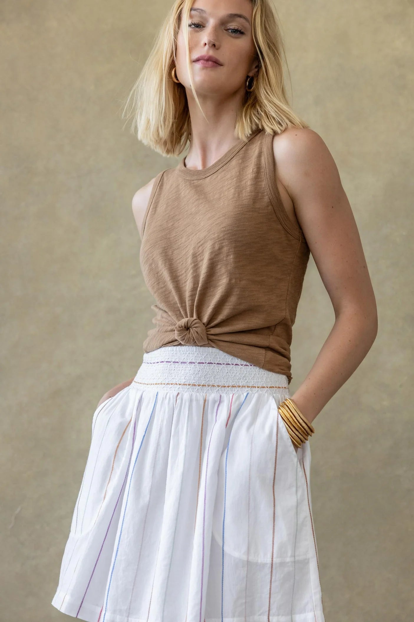 SMOCKED SKIRT corduroy skirt comfortable