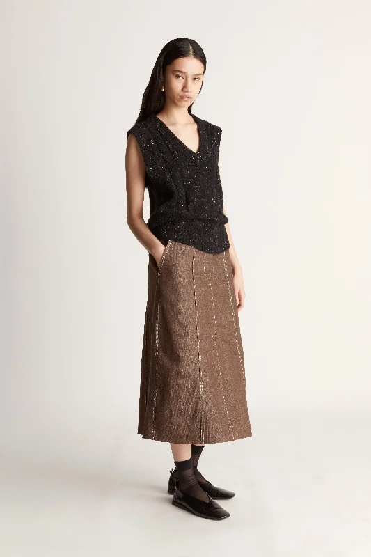 LM Denim Midi Skirt silk skirt lustrous