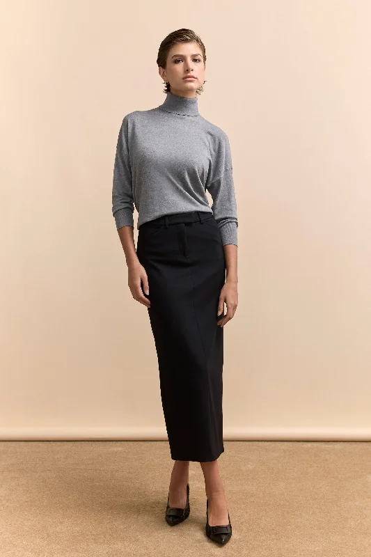 Long straight ponte skirt wool skirt warm