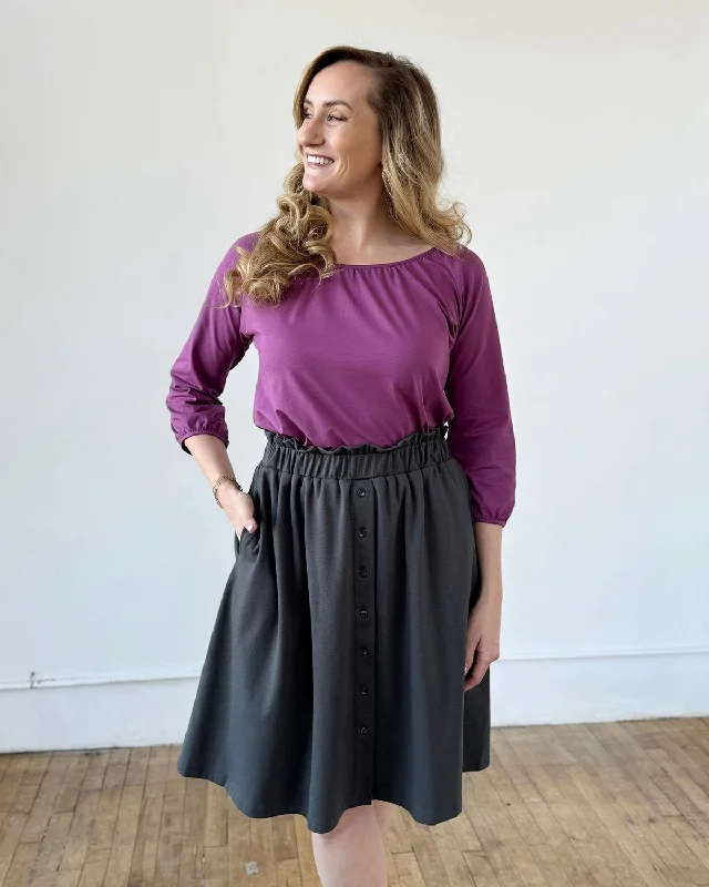 LUCINDA doubleknit skirt in Charcoal Blue spandex blend skirt