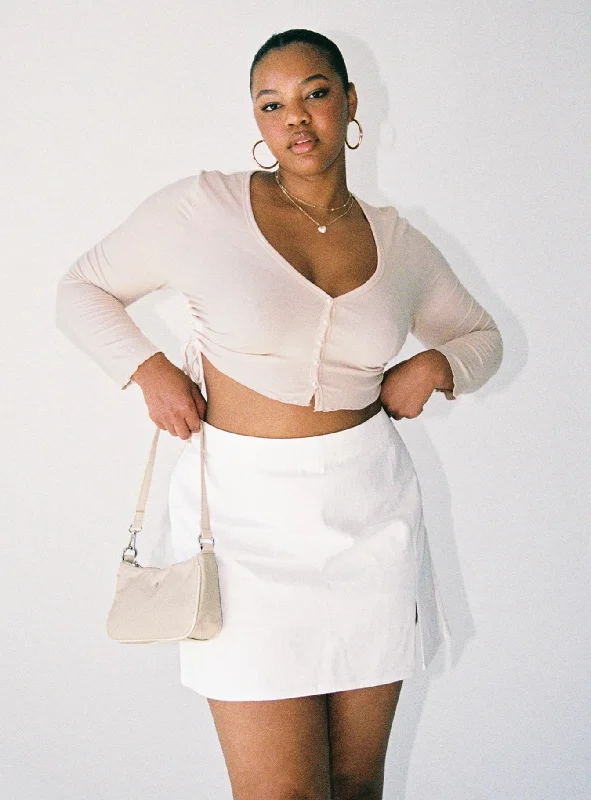 Madison Mini Skirt White Curve corduroy skirt cozy