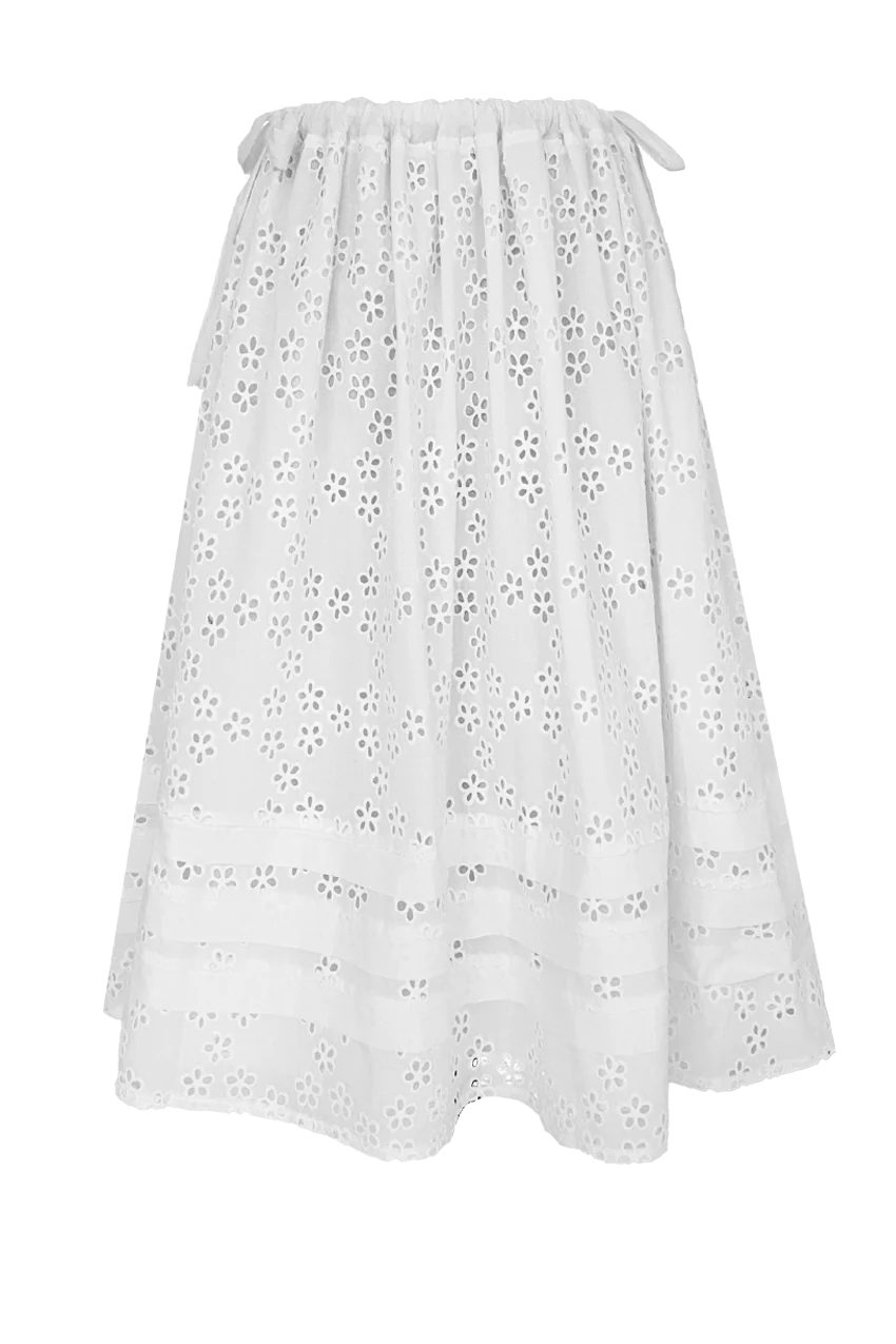 Milk Eyelet Edamame Skirt silk skirt sleek