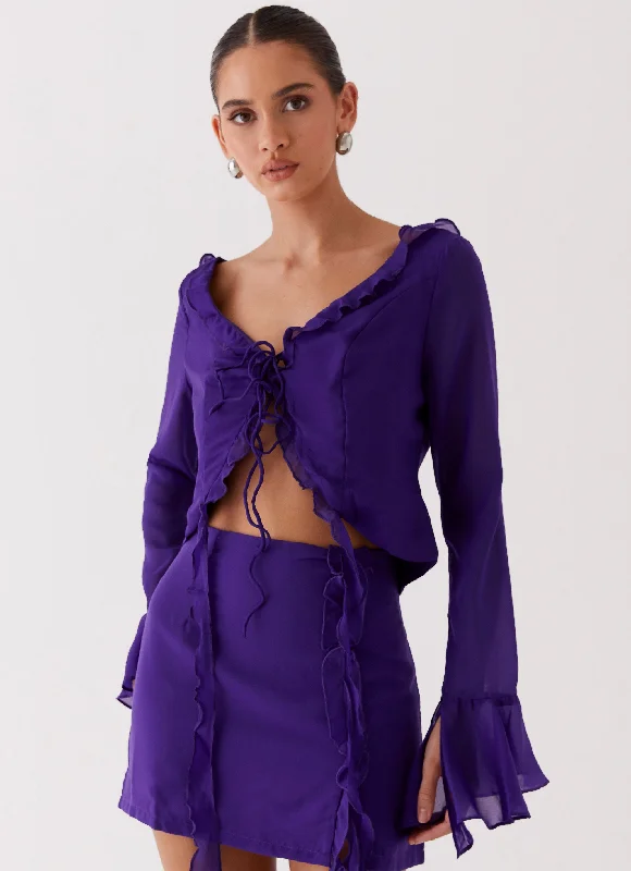 My Favourite Part Blouse - Violet Feminine Satin Blouse