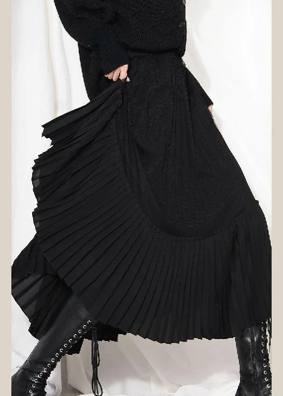 Natural Black Tulle Patchwork Out Summer Pleated Skirts summer skirt style
