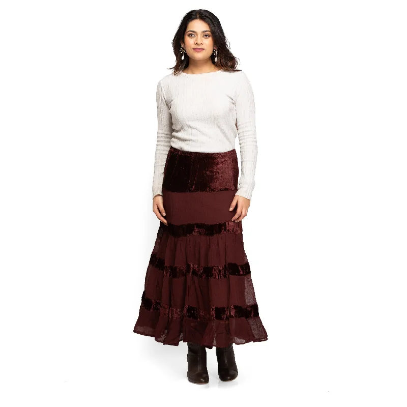 NOZ2TOZ Women's panel skirt - Wine linen skirt light