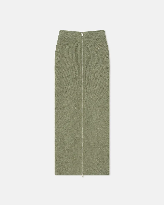 Nima - Terry-Knit Midi Skirt - Faded Sage relaxed fit skirt