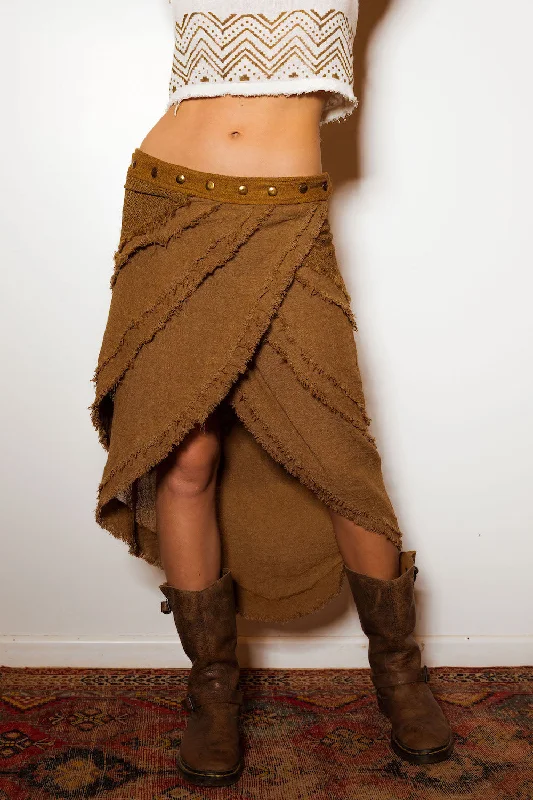 PALO SANTO SKIRT RMX TAN BROWN vintage skirt charm
