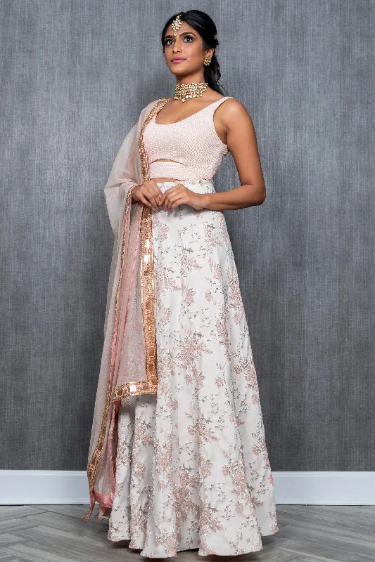 PAYAL Floral Vines Jacquard Lehenga Skirt zip skirt side