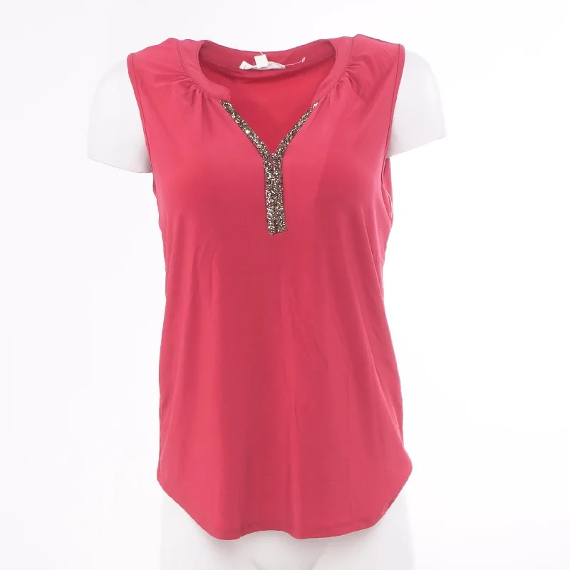 Pink Solid Sleeveless Blouse Smart Business Blouse