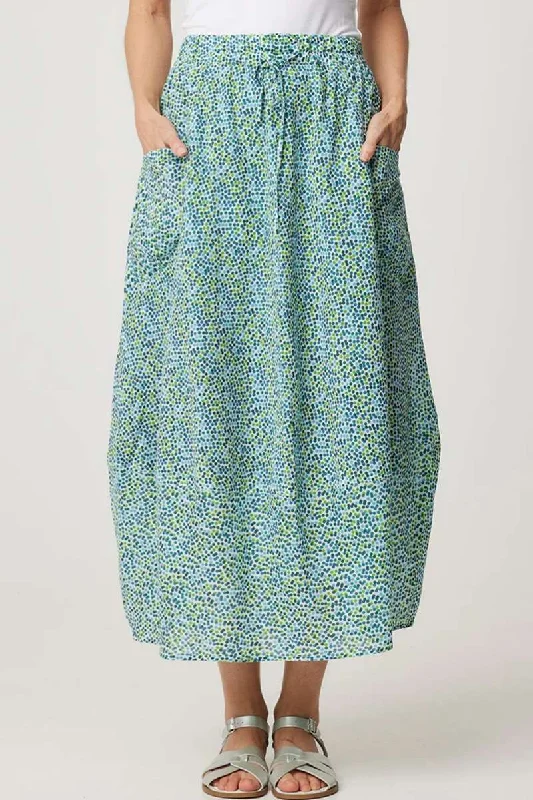 Pocket Panel Skirt in Green Spot 49044S by Cake Clothing silk skirt elegant