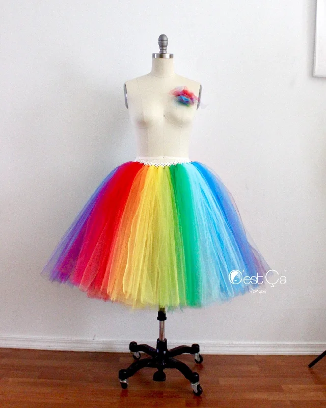 Bright Rainbow Midi Tulle Skirt summer skirt style